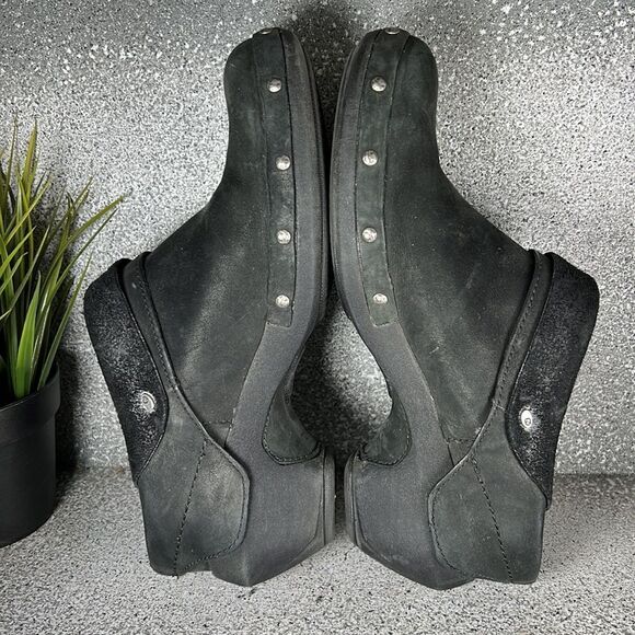 Merrell Luxe Wrap Black Leather Slip On Clogs Mules Shoes Size 7 - Picture 5 of 7